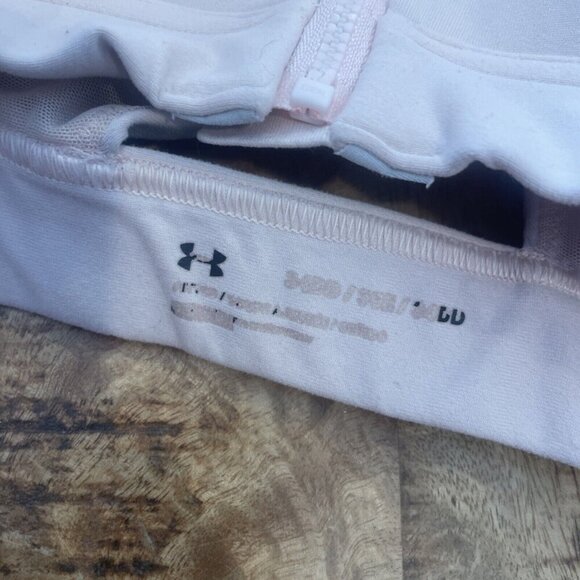 Under Armour HeatGear Racerback Front Zip Close Wirefree Sports Bra Pink 34DD - Picture 6 of 6